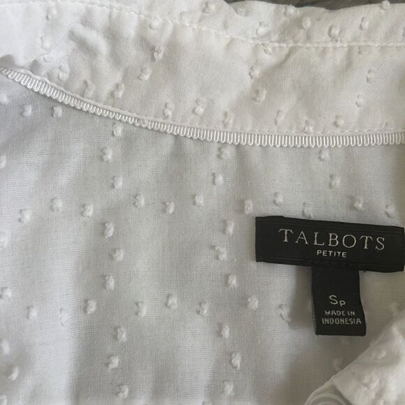 Talbots White Long Sleeve Collar Knobby Texture Shirt Size Petite Small - Picture 10 of 14